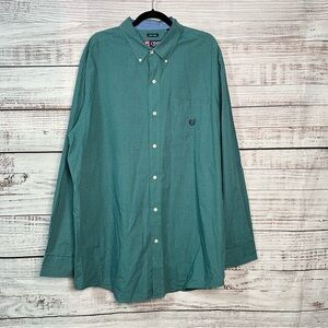 Chaps Mens 2XLT Tall Plaid Long Sleeve Button Down Shirt Green Blue  Check